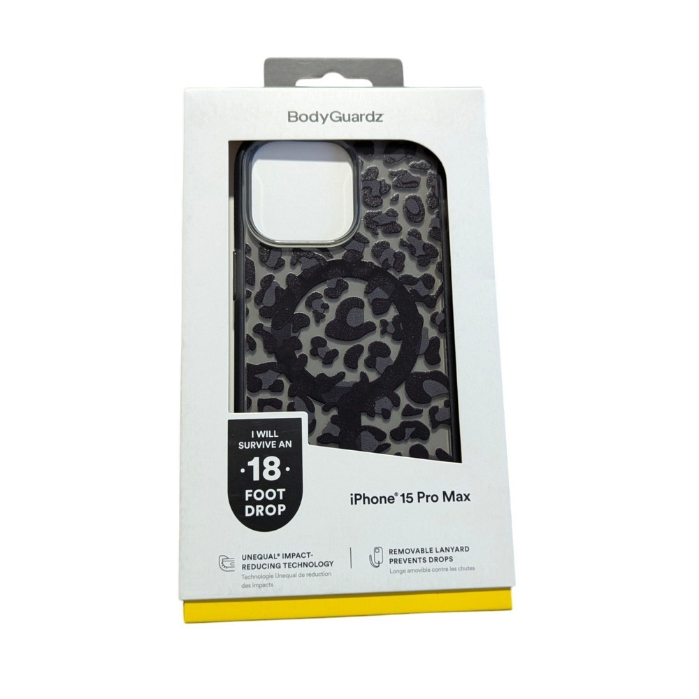 E8. BodyGuardz ACE PRO MagSafe Case Apple iPhone‎ 15 Pro Max - Black Leopard